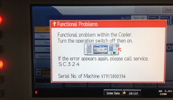 Lỗi SC 324 máy Ricoh là gì? Tại sao máy Ricoh lại báo lỗi này?