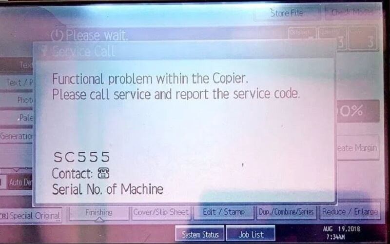 Lỗi SC 555 trên máy Ricoh