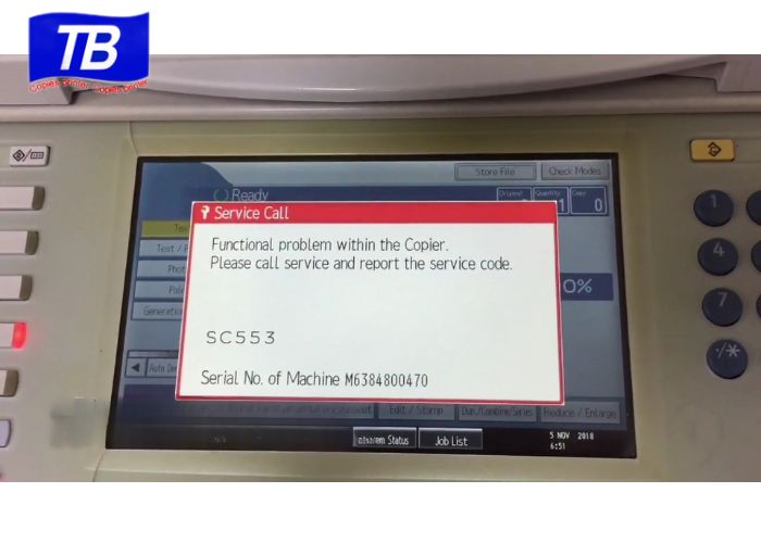 Nguyên nhân xảy ra lỗi SC 553 trên máy Photocopy Ricoh