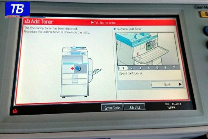 Làm thế nào để nhận biết khi máy photo Ricoh gặp lỗi Add Toner