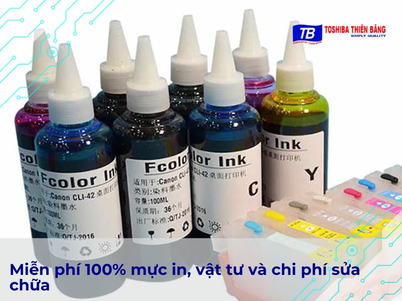 Miễn phí 100% mực in, vật tư và chi phí sửa chữa
