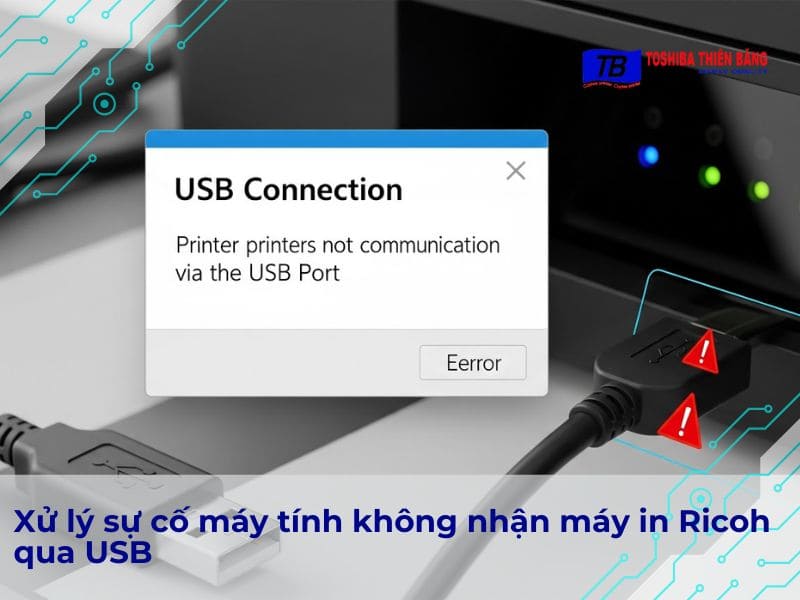 Xử lý sự cố máy tính không nhận máy in Ricoh qua USB