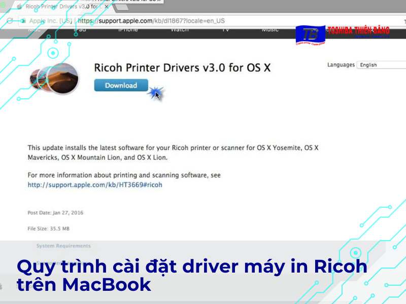Quy trình cài đặt driver máy in Ricoh trên MacBook
